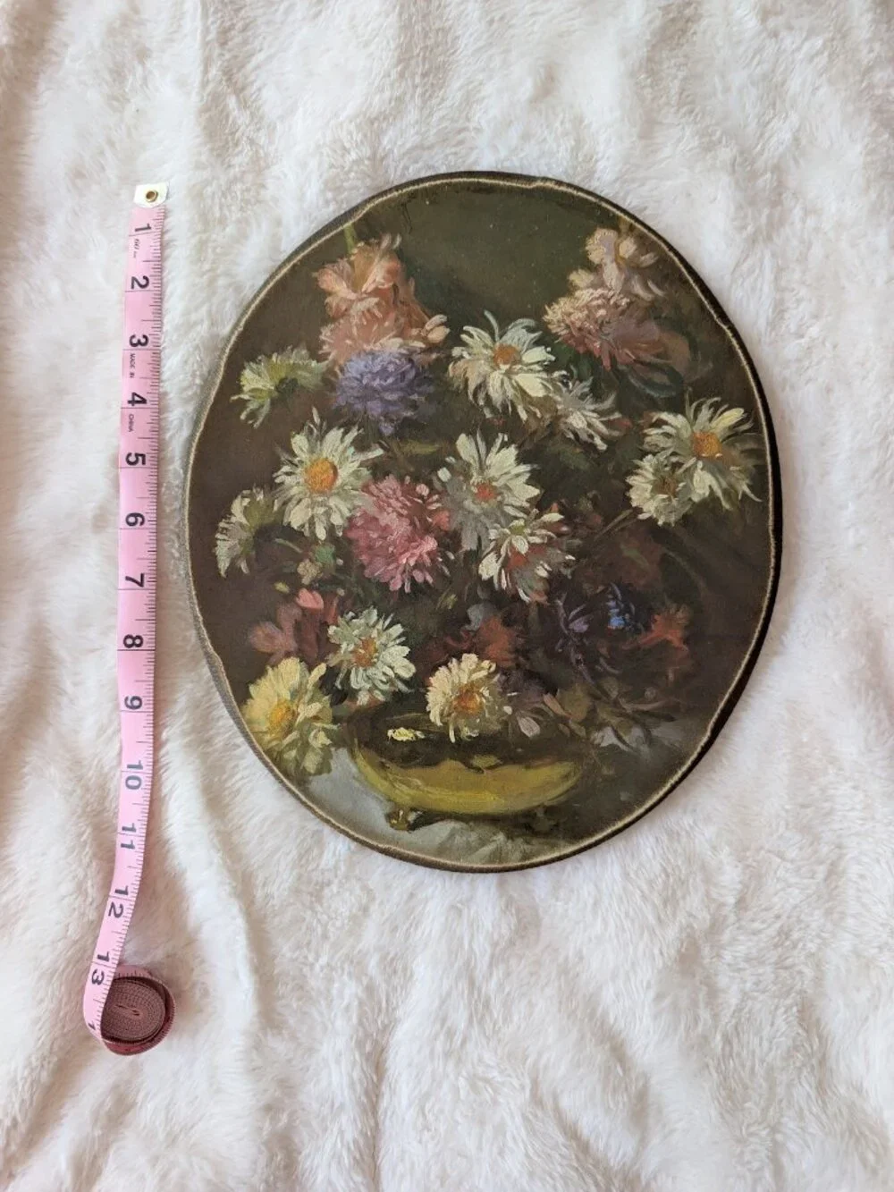 Floral reproduction print on wood by R. Colao